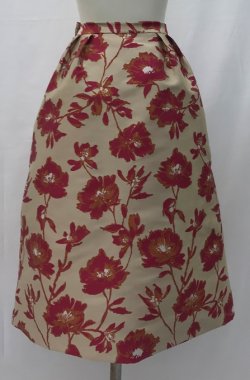 画像1: ジャガードの花柄スカート　長め《赤》《サンプル品》[Toilette（トワレ）] 