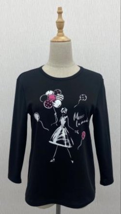 画像1: miyuki.ohashi×ｔoilette　七分丈Ｔシャツ《黒》Toilette（トワレ）] 