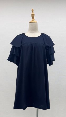 画像1: ☆お袖がティアードチュニック☆《紺》[Toilette（トワレ）] 