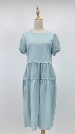 画像1: 異素材ドッキング、ワンピース《サンプル品》《ミントグリーン》[Toilette（トワレ）]