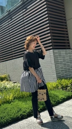 画像1: ストライプバイカラーチュニック[Toilette（トワレ）] 