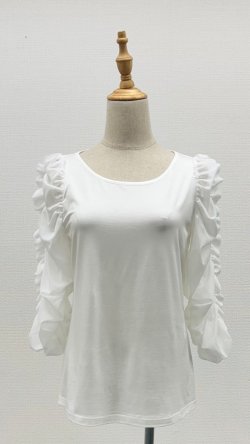画像1: ☆ボリュームギャザースリーブインナー☆《オフ》[Toilette（トワレ）]
