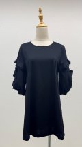 ☆お袖パフ、Aラインチュニック☆《黒》[Toilette（トワレ）]