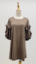 ☆お袖パフ、Aラインチュニック☆《モカ》[Toilette（トワレ）]