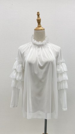 画像1: ☆お袖段々チュールインナー☆《オフ》[Toilette（トワレ）]