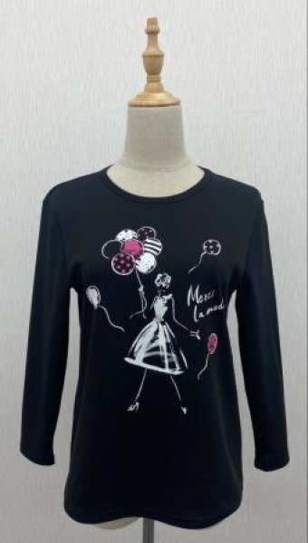 画像1: miyuki.ohashi×ｔoilette　七分丈Ｔシャツ《黒》Toilette（トワレ）]  (1)