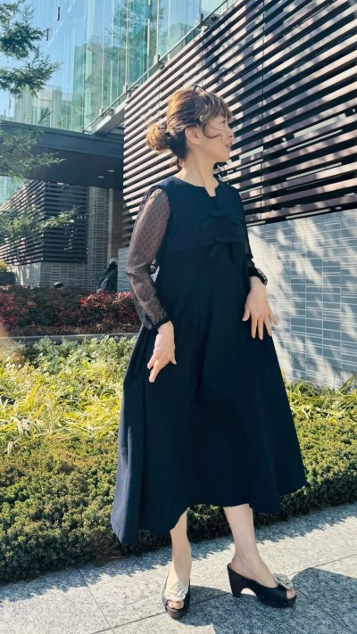 画像3: フロントリボン、サイドタックフレアワンピース《ベージュ》[Toilette（トワレ）]