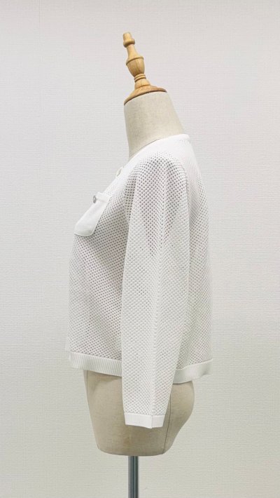画像1: メッシュ7分袖カーディガン《オフ》[Toilette（トワレ）]