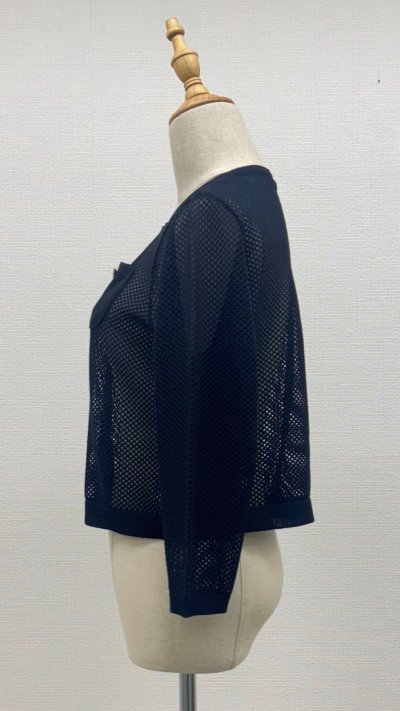 画像1: メッシュ7分袖カーディガン《黒》[Toilette（トワレ）]